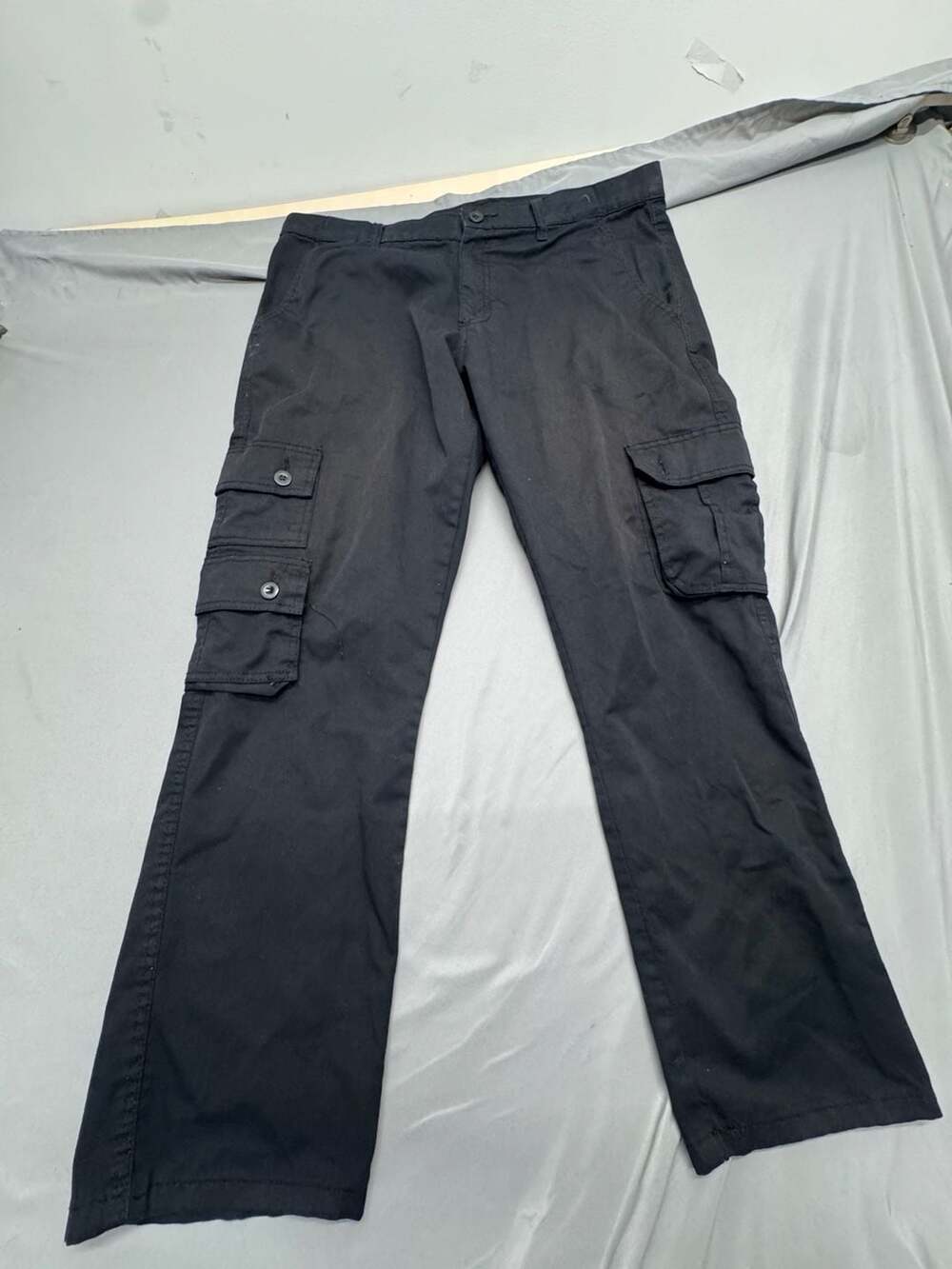 Jeanetix Cargo Pants Size 36 Black Multi-Pocket Cotton Blend